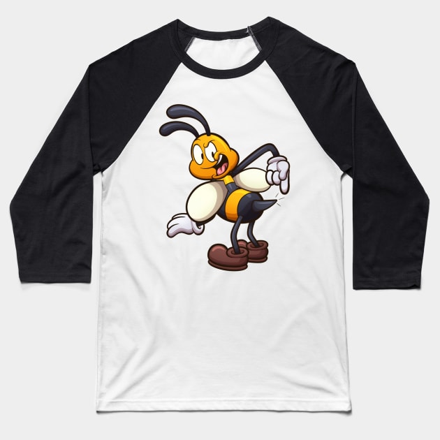 Dangerous Cartoon Bee Baseball T-Shirt by TheMaskedTooner